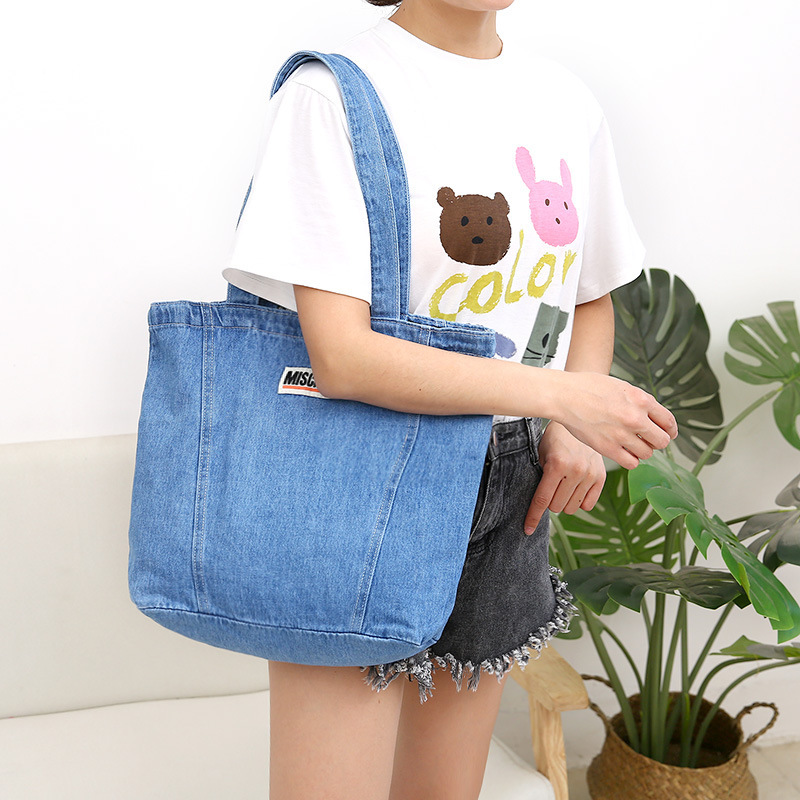 New Design Women Denim Shoulder Bag Girls Light Blue Canvas Cloth Handbag Female Shopping bag Lady School Books Bag Casual Totes