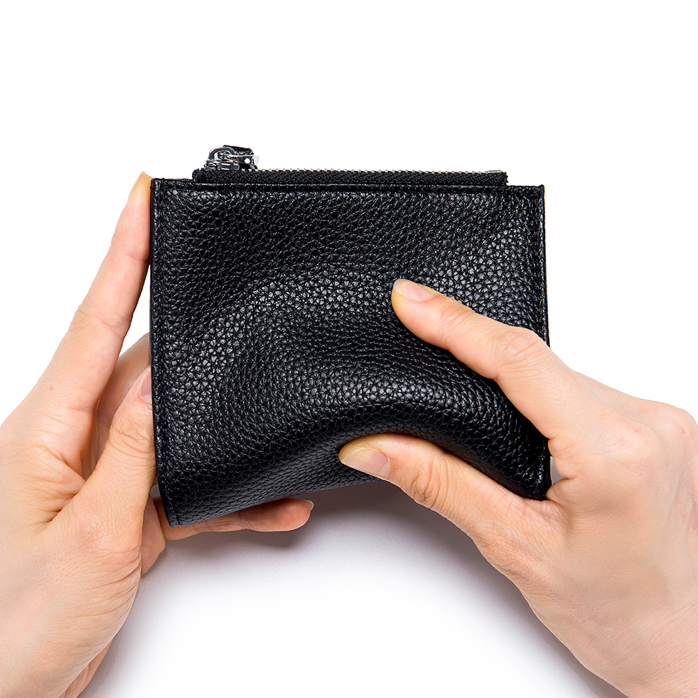 Genuine Cow Leather Double Zipper Pockets Ladies Short Wallet Quality Hasp Purse ID Card Holders Bill Cash Wallet Purse