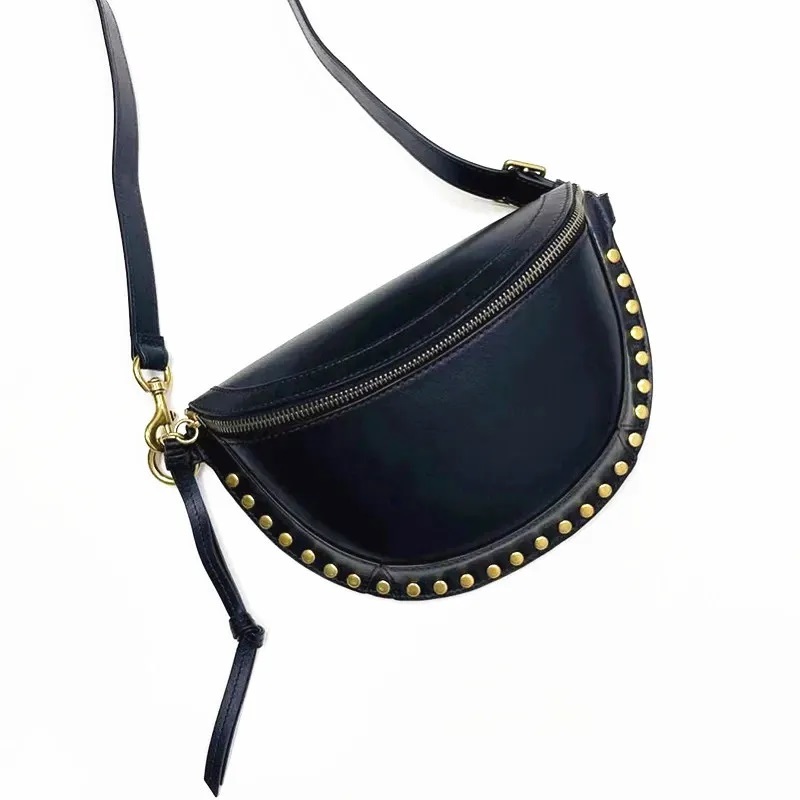 Rivet Decoration Woman Crossbody Bag Genuine Leather Metal Rivet Bag Women Shoulder Bag Female Chest Bags Sac A Mian