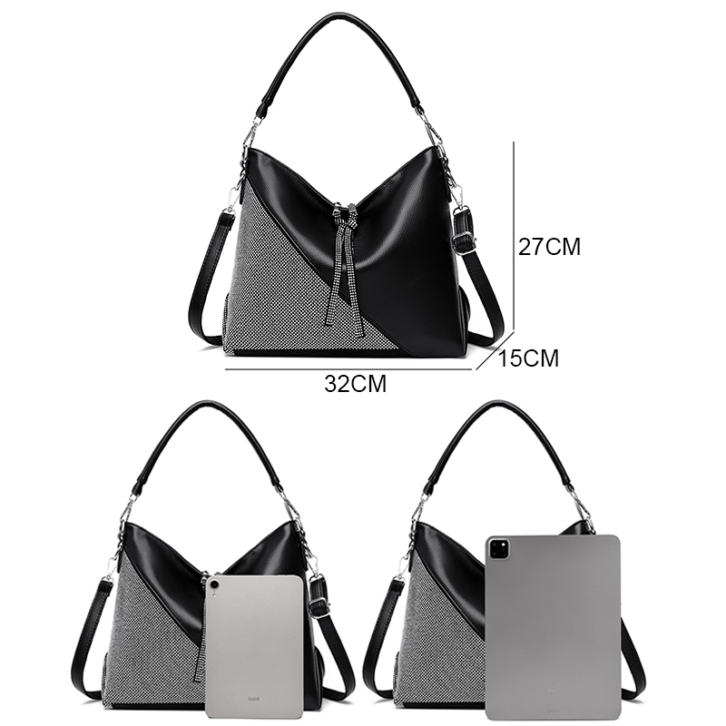 High Quality Leather Crossbody Bag Fashionable Diamond Shoulder Bag With Large Capacity Luxurious Designer Brand Women's Handbag