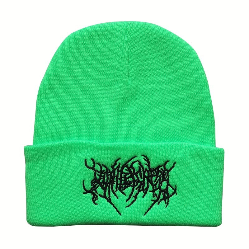 Autumn Winter Fashion and Pop Hip Hop Punk Style Embroidery Knitted Woolen Outdoor Sports Warm Hat