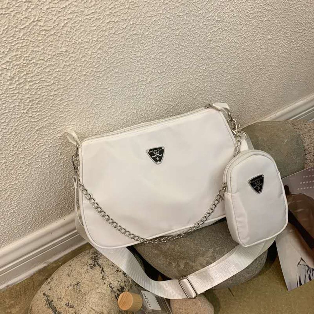 2in1 Sling Bag Simple Black Causal Handbag Set Shoulder Handbags Crossbody Bags Solid Color Trend Hand Bags Woman Female Bag