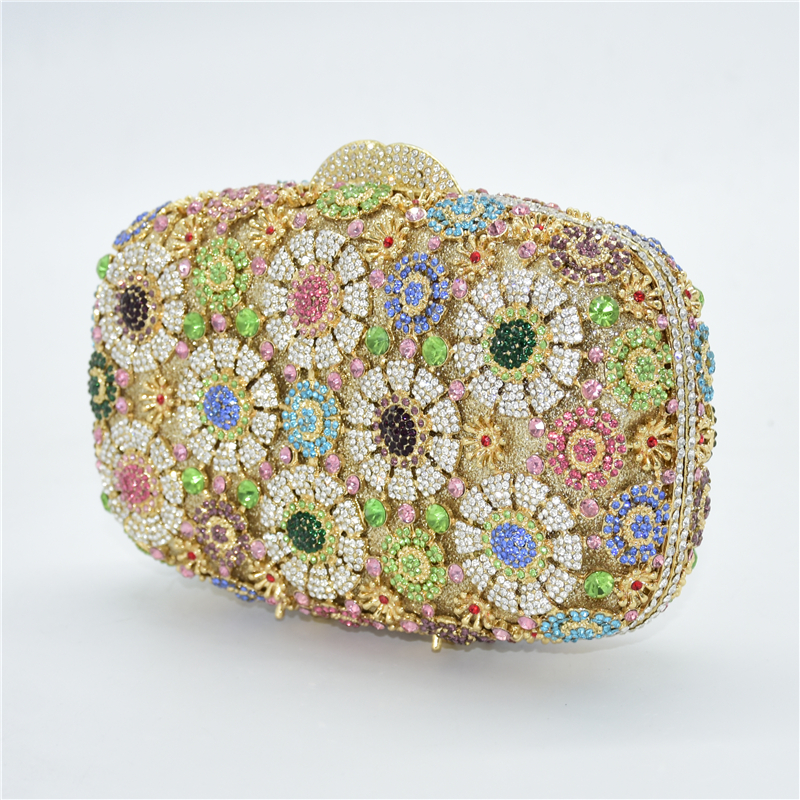New Design Diamonds Beaded Flower Handbags Girls Elegant Wedding Purses Ladies Luxury Celebrity Party Bag Clutch Wedding Bridal