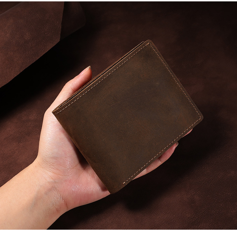 Men Wallet Genuine Leather Vintage Wallets Slim Biflod Brand Luxury Male Small Purse Credit Card Holder Money Bag High Quality