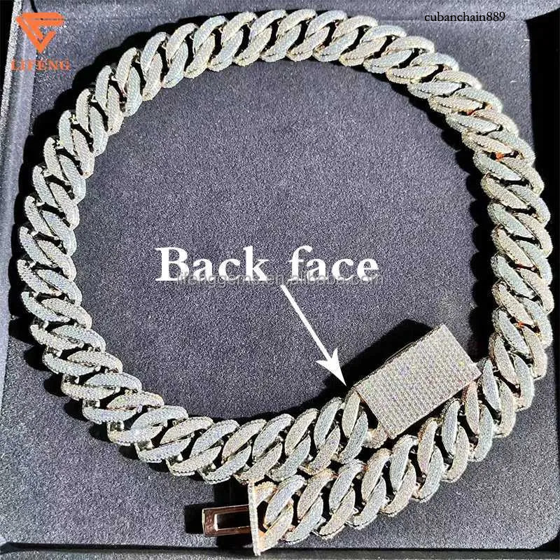 Customization Hip hop k Necklace White Gold Plated Iced Out Moissanite Dia Cuban Chain