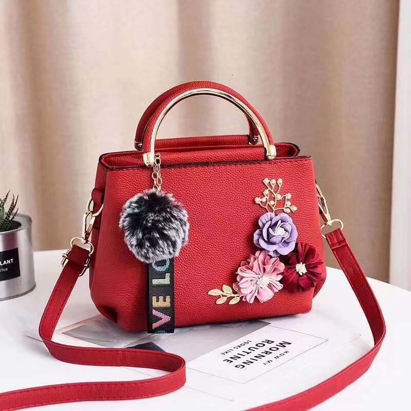 New Flower Special Handbag Fashion Women's Hair Ball Pendant Single Shoulder Crossbody Bag Bags
