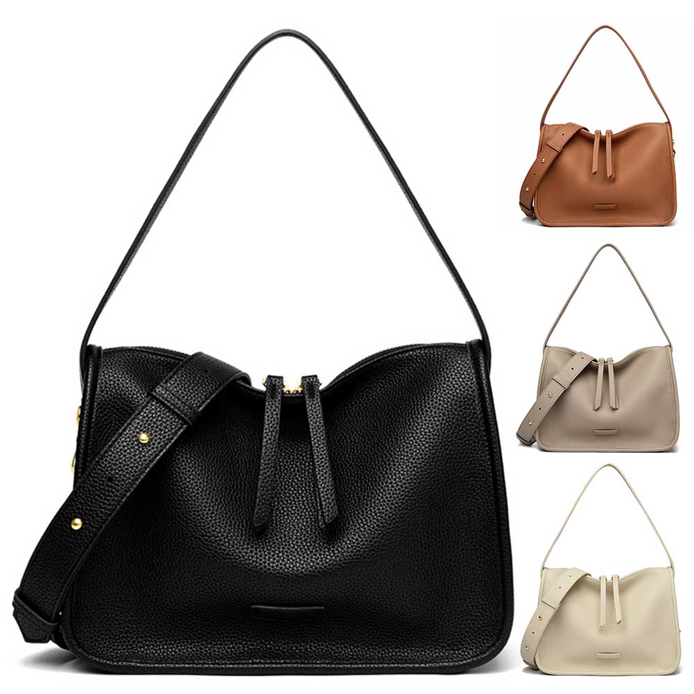 Retro Shoulder Bag Soft PU Leather Trendy Crossbody Bag with Detachable Adjustable Strap Shoulder Purse Satchel Purse for Women