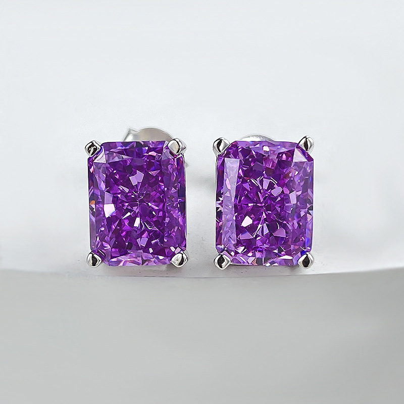 Choucong Brand Stud Earrings Luxury Jewelry Solitaire Real 100% 925 Sterling Silver Radiant Cut Moissanite Diamond Elegant Party Women Wedding Earring