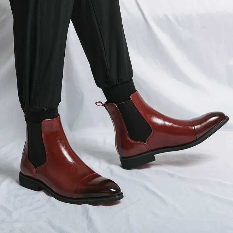 New Red Bottom Square Dress Shoes Business Designer Mens Ankle Boots 38-47