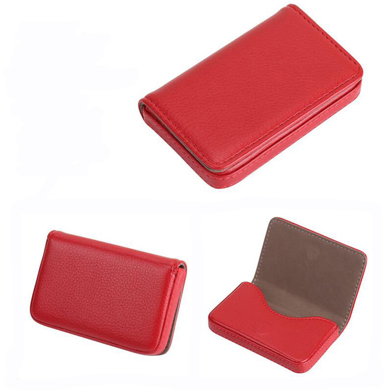 1pc Multicolor PU Card Box Magnetic Business Card Holder Men Women Fashion Credit Bank Card Case Solid Color ID Holders