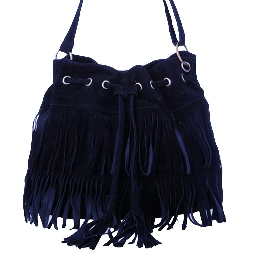 bag women 2020 Fashion Solid Color Women Fringe Drawstring Suede Crossbody Shoulder Bucket Bag bags for women 2020 сумка женск