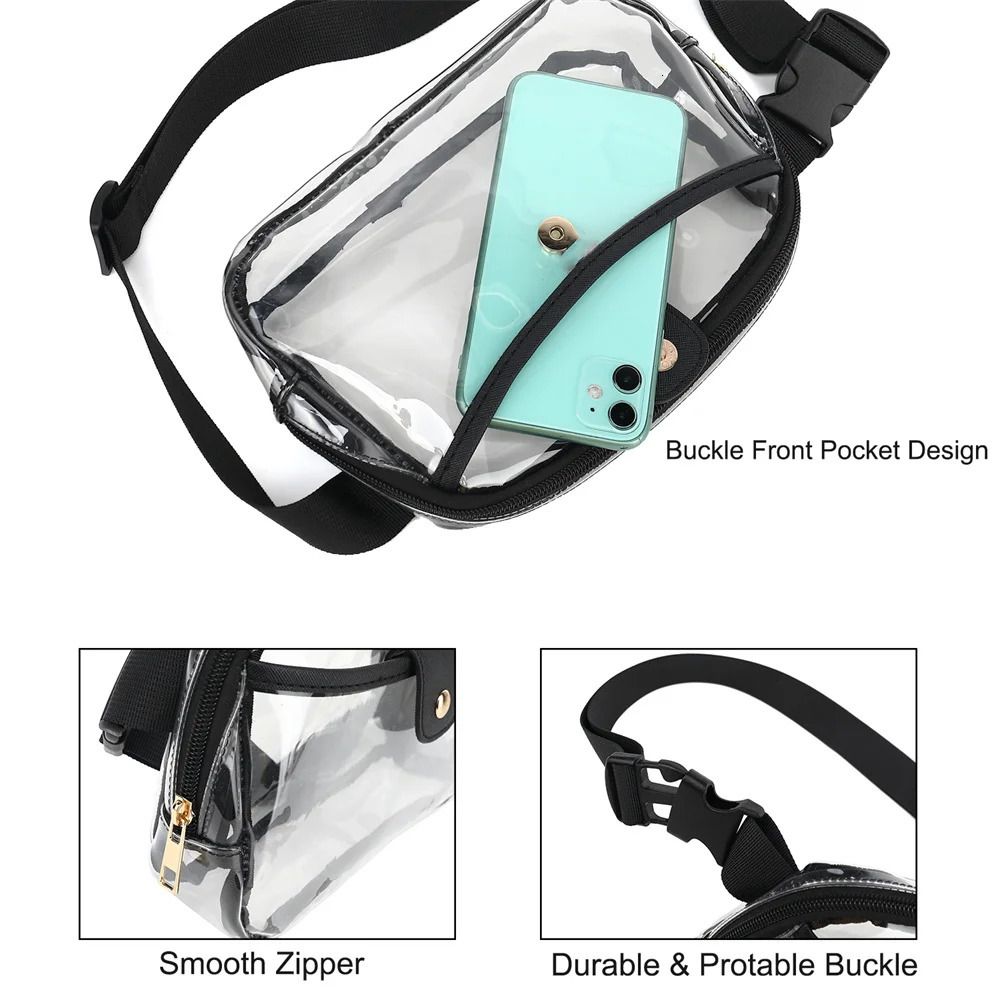 Transparent Fanny Bag Waist Bag Outdoor Sports Waist Bag Stadium Approved Mens Transparent Chest Bag Waterproof Transparent Waist Bag 241107