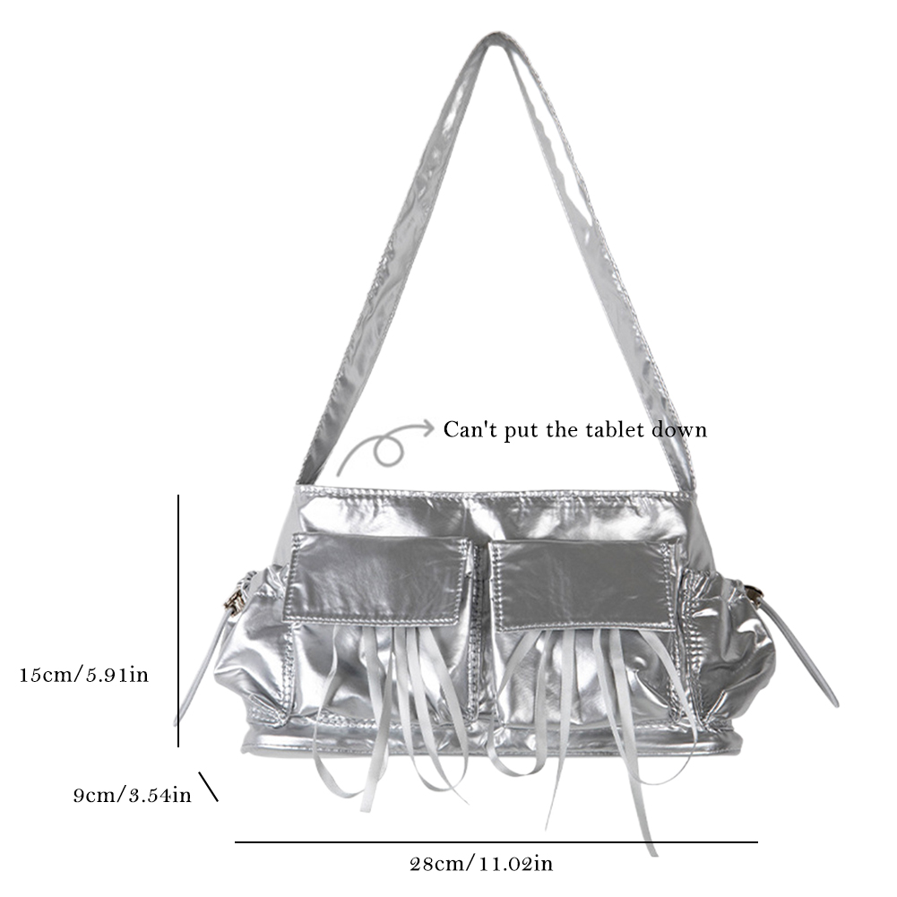 Women Korean Bow Underarm Bag Fashion Shoulder Bag Simple Tote Handbag Multi Pockets Large Capacity for Outdoor Travel Bolsos