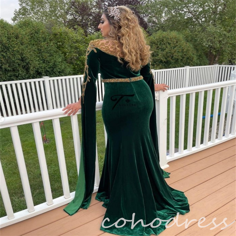 Elegant Purple Mermaid Evening Dresses With Beaded Velvet Middle East Arabic Dubai Prom Dress Gorgeous Formal Second Party Wear Vestio De Fiesta