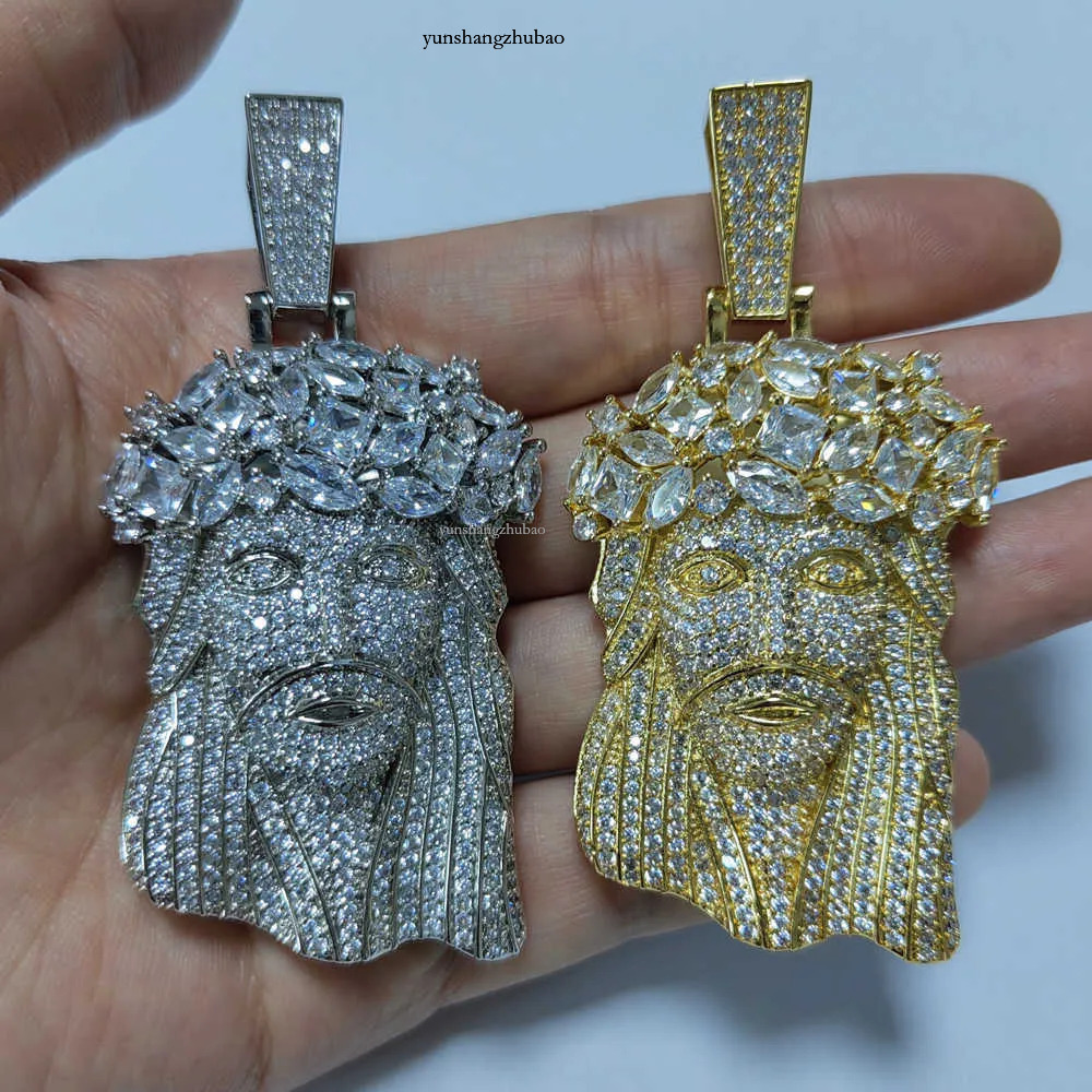 Jesus Pendant with 13mm Moissanite Cuban Chain Necklace Hip Hop Jewelry for Men Gift Free shipping