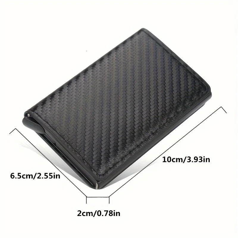 Carbon Fiber Credit Card Holder Wallet Men And Women Rfid Smart Metal Thin Slim Pop Up Minimalist Small Black Purse 241029