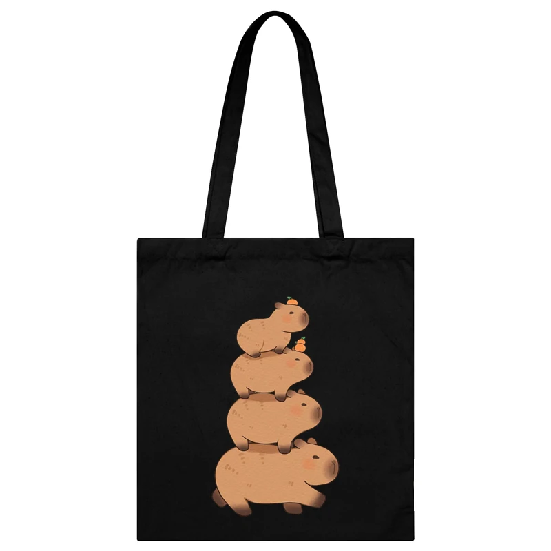Cute Capybara Canvas Bag for Women Shopper Handbags Environmental Storage Reusable Shoulder Tote Bag Cartoon Capybara Hand Bag