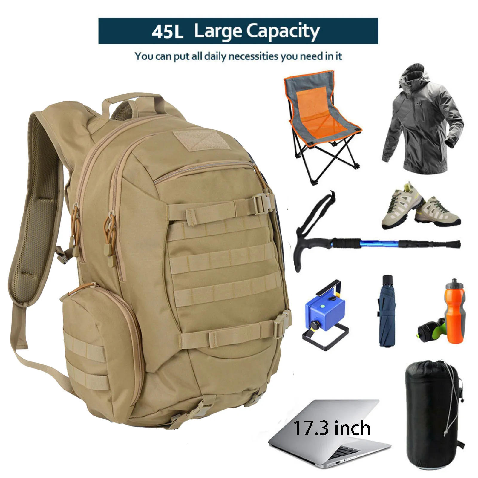 Thuram 45L Waterproof Fishing Hunting Backpack Outdoor Rucksacks Tactical Sports Camping Hiking Bag 241106