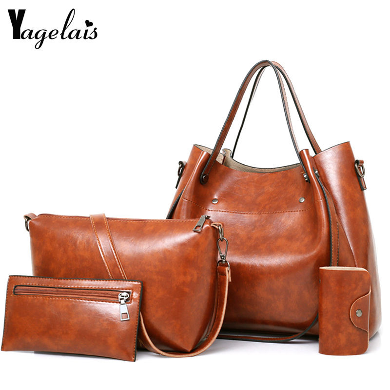 2024 Women Casual Solid Pu Leather Shoulder Bucket Fashion Composite Bag Crossbody Soft Shopping Ladies Lash Package Soft