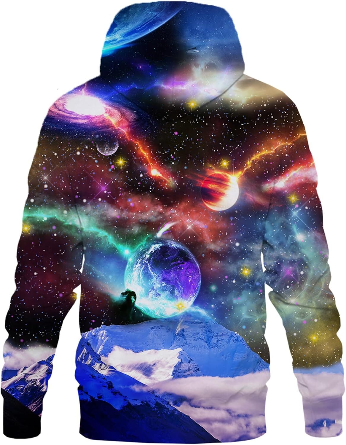 Hoodie for Mens Womens Unisex 3D Printed Hooded Sweatshirt Casual Pullover Hoodie with Big Pockets Graphic Trendy Starry Sky Planet Pattern