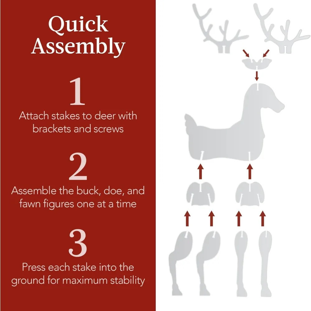 3Piece 56in Reindeer Family Silhouette Set Outdoor Christmas Deer PVC Yard Decoration Holiday Decor 241107