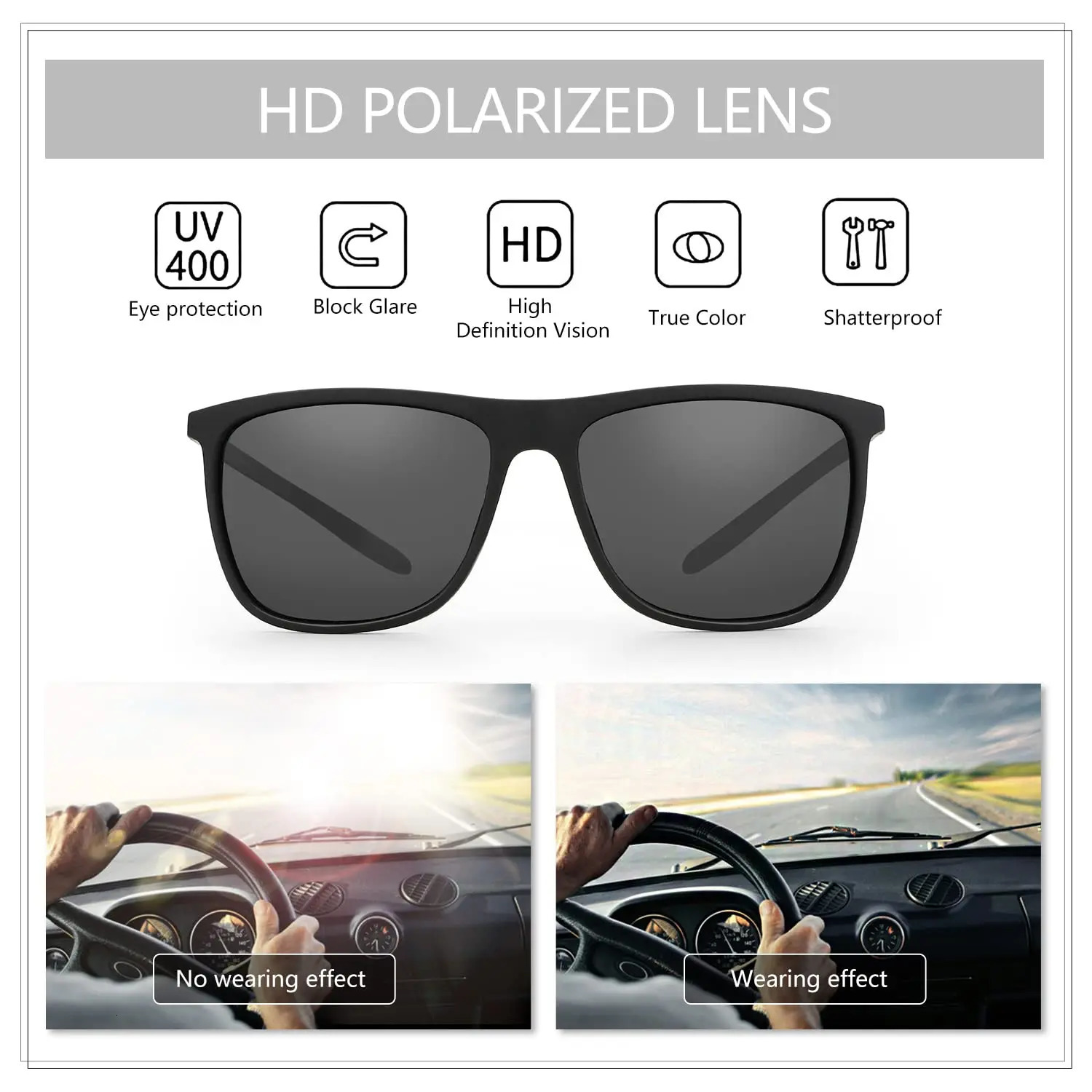 ZENOTTIC Square Polarized Mens Sunglasses Ultra Light Carbon Fiber Sunglasses Driving Fishing Golf Sports UV400 Protection 241106
