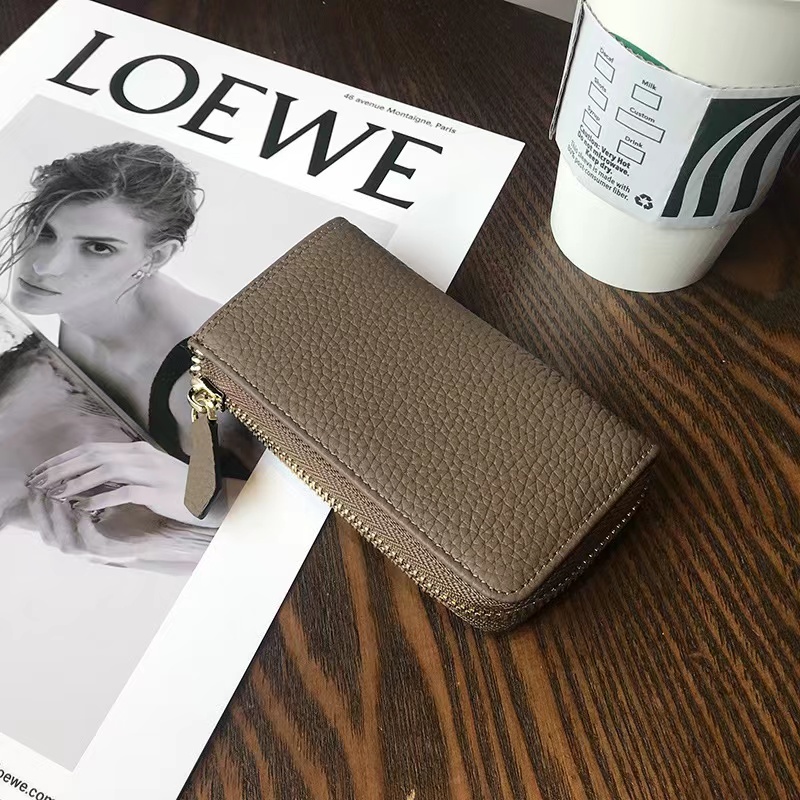 High Grade Delicate Small Key Wallet Women's Large Capacity Leather Household Change Key Card Bag Two In One Storage Purse