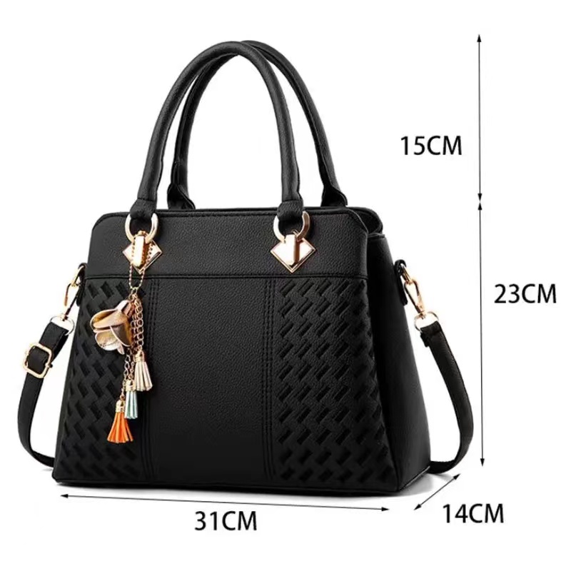 Fashion Women Handbags Tassel PU Leather Totes Bag Top-handle Embroidery Crossbody Bag Shoulder Bag Lady Simple Style Hand Bags