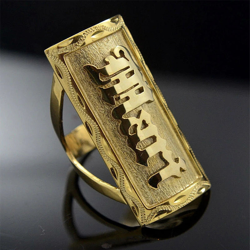 Customized Personalized Gold Ring Stainless Steel Ring Customized Name Ring Boyfriend Husband Gift Neutral Hip Hop Charm Jewelry 241106