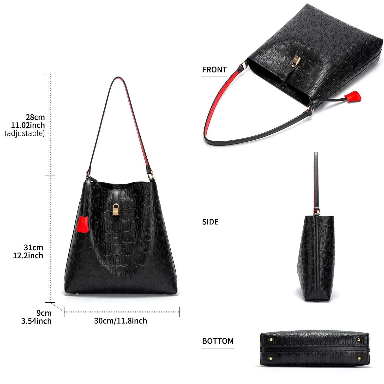 Vintage Bags Pure Color Women's Tote - Retro Classic Letter Print Large Capacity Versatile hot Style Fashion Shoulder Bag