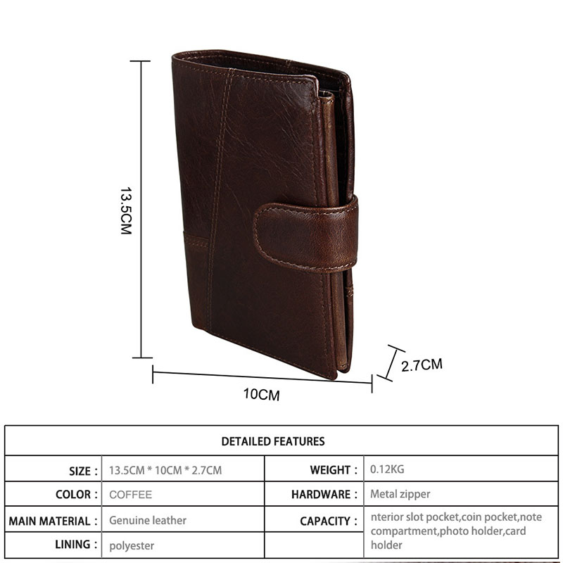 Men's Wallets Vintage 100% Genuine Leather Wallet RFID Blocking Vertical Business Card Holder Cowhide Purse Bag Wallet Man