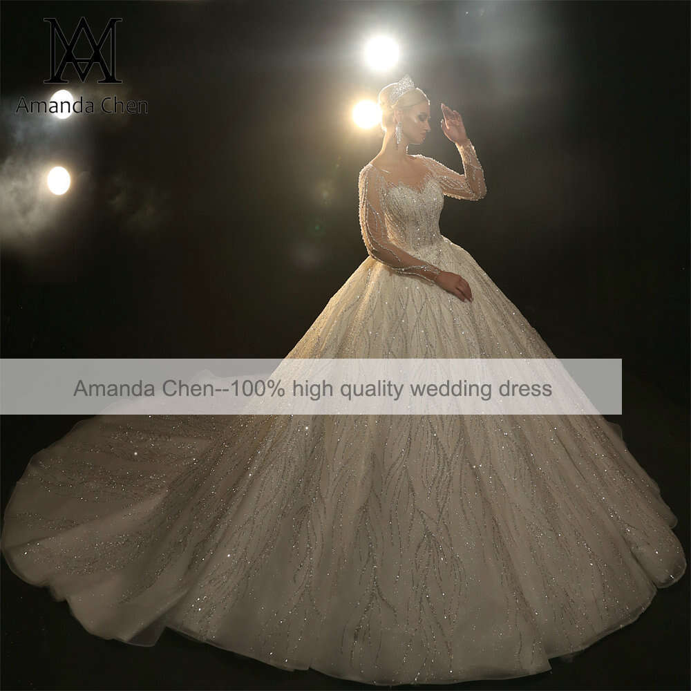 Long Sleeve Glitter Mermaid Wedding Dress