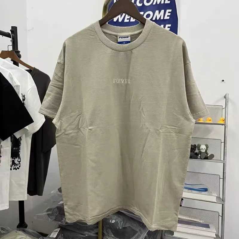 Men's T-Shirts Embroidery Letters Vintage T Shirt Washed Mens Womens High Quality Thick Material Tops T Shirt Summer J240402