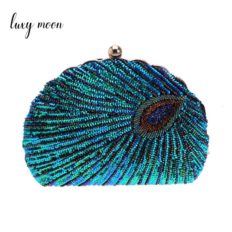Shell shaped womens clutch bag sequin wallet and handbag er retro embroidery evening bag womens party handbag Z079 241107