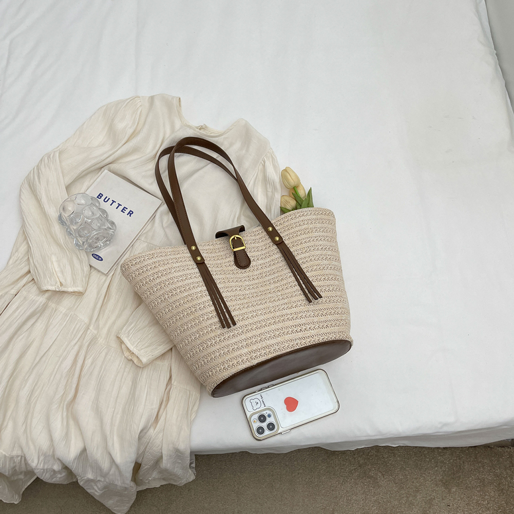 Women Woven Tote Bag Summer Beach Bags Large Capacity Fashion Woven Handbag Casual Weaving Shoulder Bag for Travel Vacation