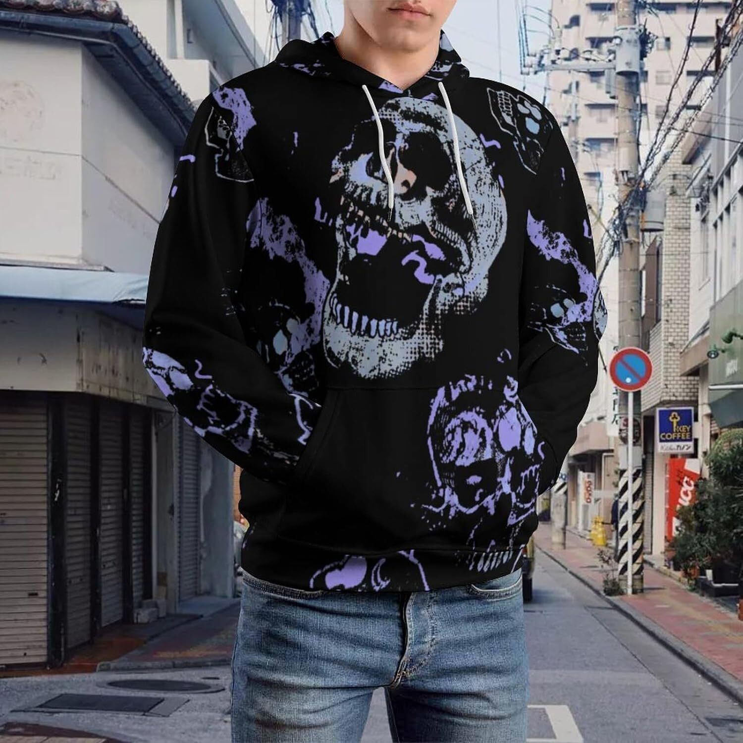 Hoodie for Mens Womens Unisex Skull hoodie Novelty skull graphic sweatshirt Long sleeve pocket pullover Graphic Hoodies sweatshirt Trendy black skull 
