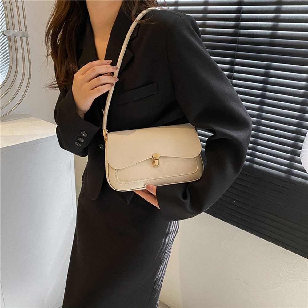 Women Versatile Armpit Bag PU Leather Minimalist Shoulder Bag Solid Color Leisure Underarm Bag Daily Bag for Ladies