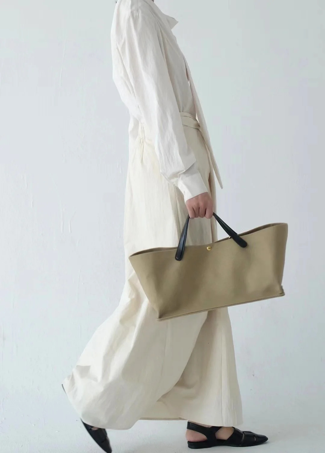 FIRMRANCH Retro Simple Large Capacity Handheld Basket High Quality Cowboy Handbag Canvas Shoulder Diagonal Bag 241106