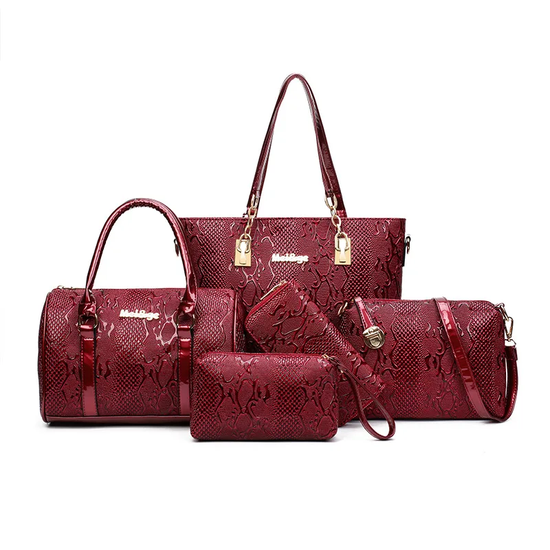 5 sets Luxury Brands Women Tote+Shoulder/Messenger+Clutch Composite Bags High Quality Serpentine Handbag Designer Famous bags