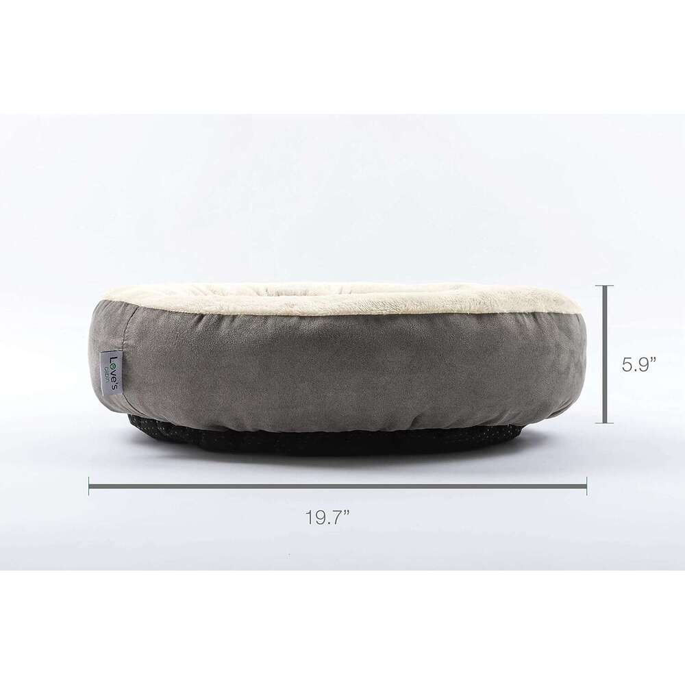Love's cabin Round Donut and Cushion Bed, 20in for Cats or Small Dogs, Anti-Slip Water-Resistant Bottom, Super Soft Durable Fabric Pet Beds, Wash