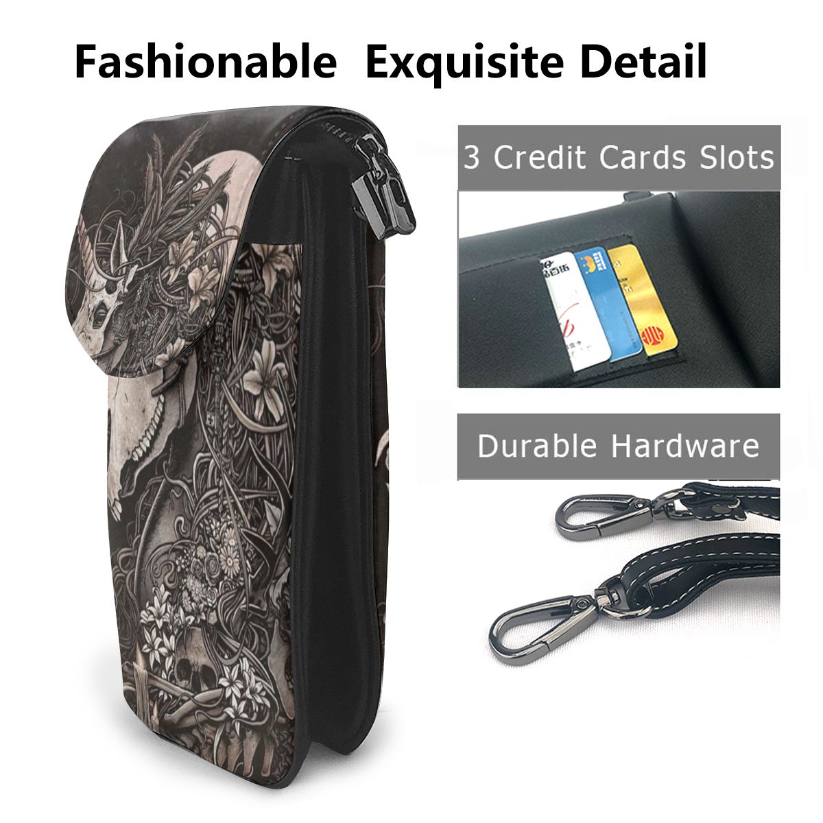 NOISYDESIGNS Gothic Unicorn Shoulder Bag For Women PU Leather Trending Street Mini Phone Bags Messenger Bag Female