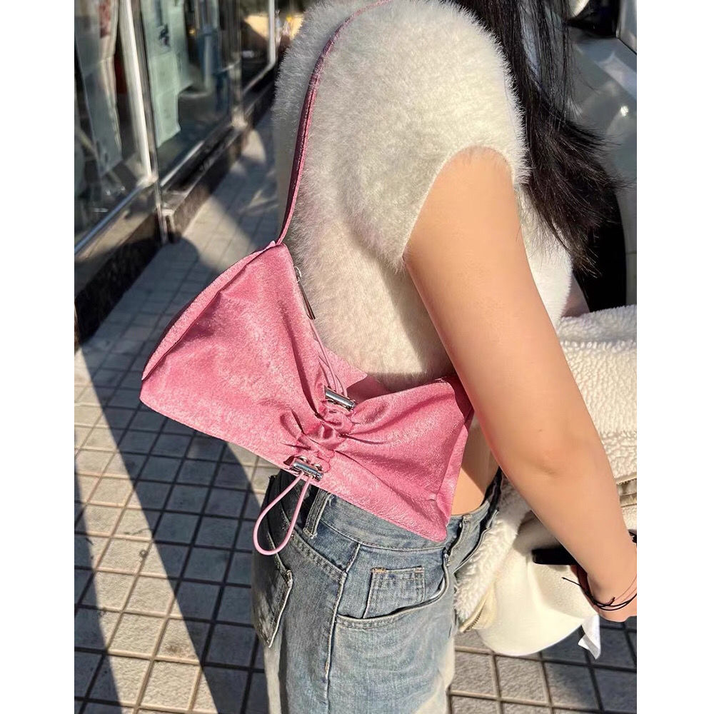 Women Bag Ruched Y2K Korean Sweet Casual Fashion SOFT Zipper Purses and Handbags Shouoder Bag Designer Bag