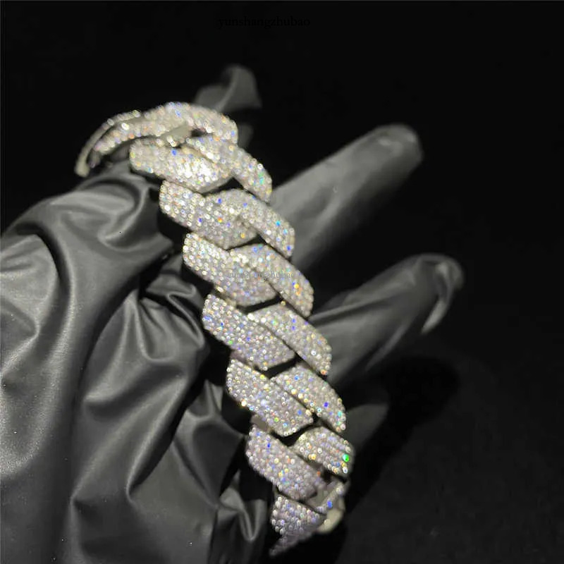 Four Rows Heavy Miami Bracelet D Color Vvs Moissanite k Chain Solid Sier Hip Hop Men Jewelry Cuban