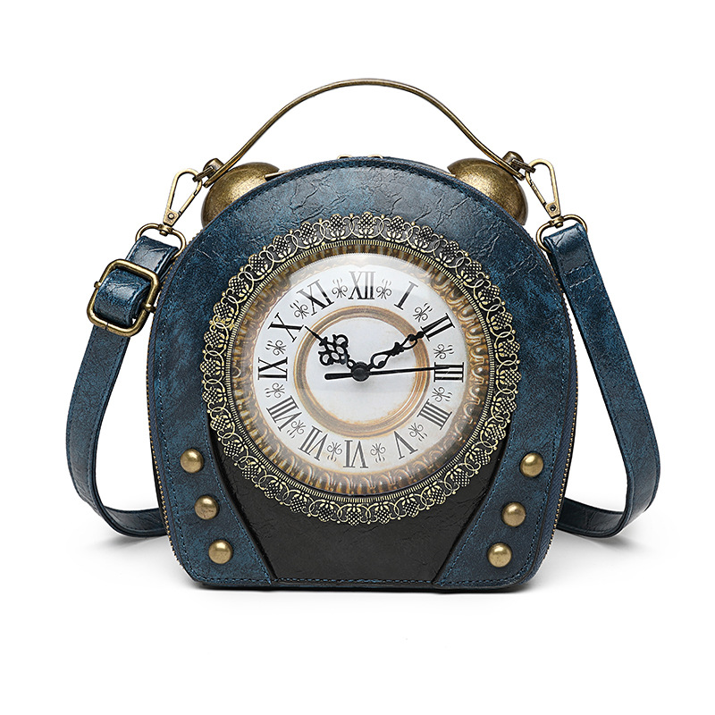 New Women's Bag Retro Hand-held Package Walkable Clock Women's Bag One Shoulder Cross Bag Handbag