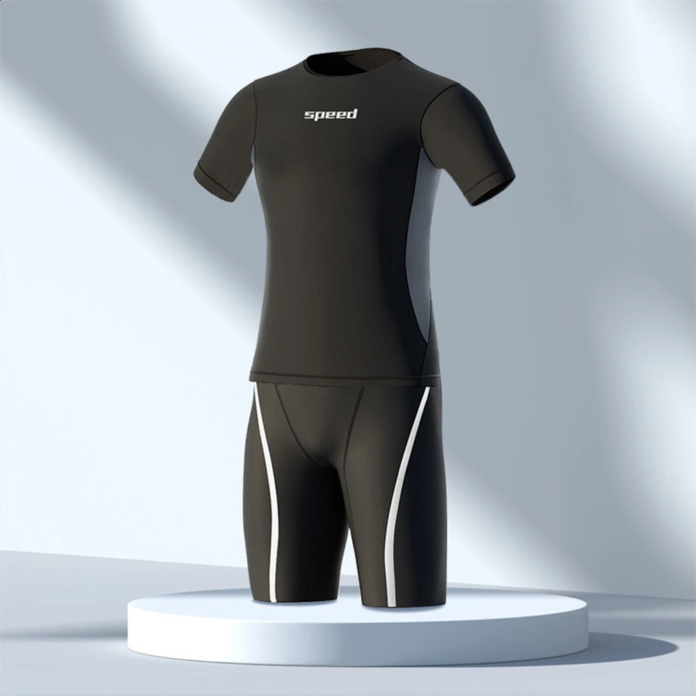 Quick Drying Swimwear Mens Swim Tops Pants UPF50 Water Sports Clothes Beach Sun Protection Surf Swimsuit L4XL for Summer 240407
