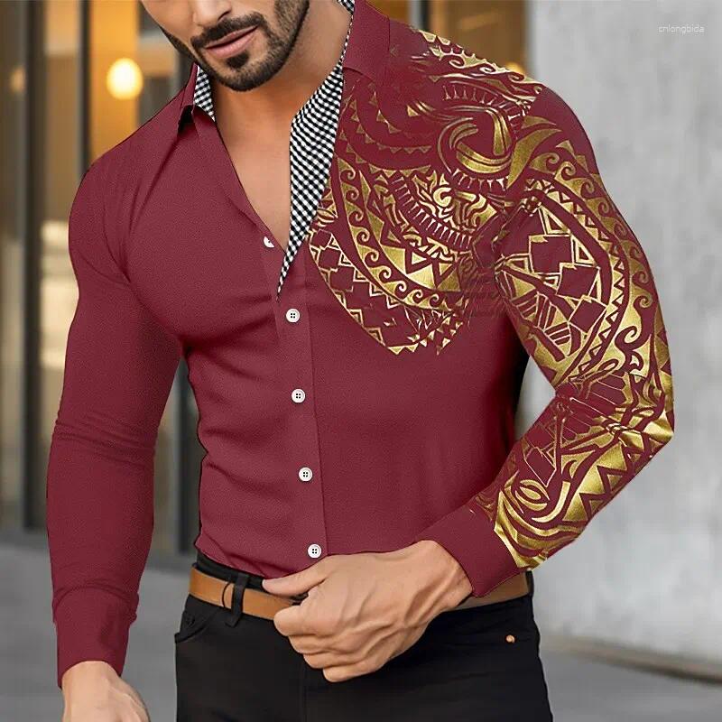 Mens Casual Shirts Shirt Buttoned Hawaiian Long Sleeve Lapel Clothing Soft Comfortable Fashion Button Design