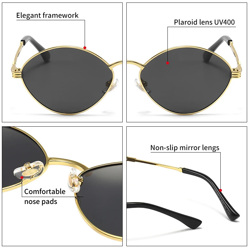 GCV cat eye olive shaped alloy mens and womens sunglasses polarized UV400 night vision goggles retro punk UNISEX 241106