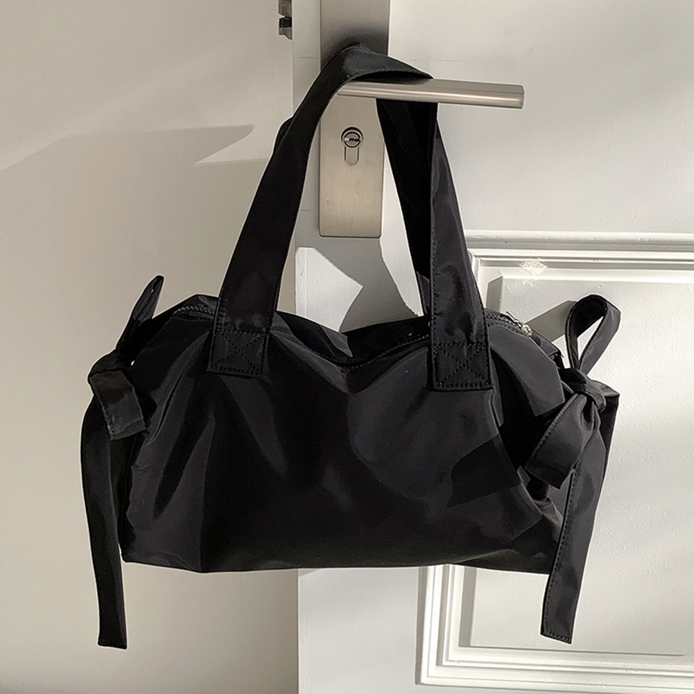 Cute Bow Trendy Underarm Bag Large Capacity Tote Bag Lightweight Casual Shoulder Purse Solid Color for Women and Girls