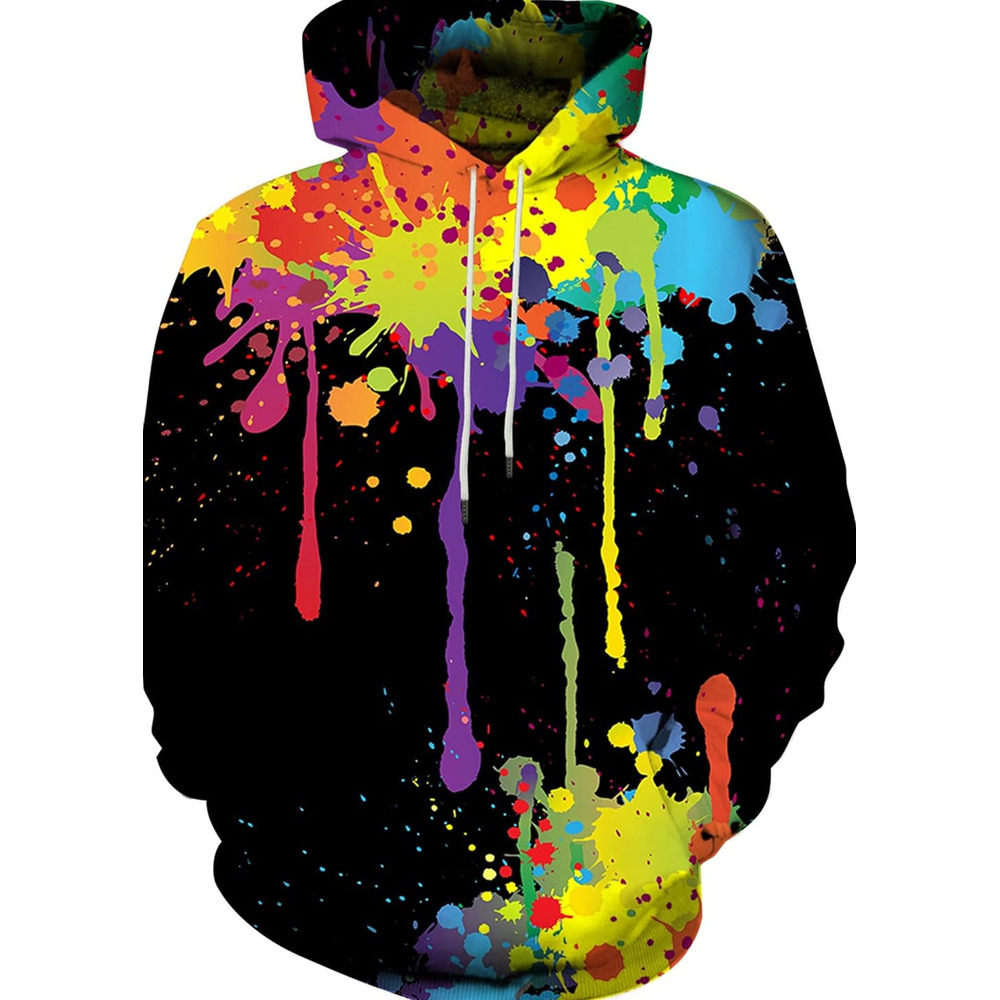 Hoodie for Mens Womens Unisex 3D Novelty Hoodies for Men Women Cool Graphic Pullover Sweatshirts with Pockets Graphic Cool colorful dot pattern