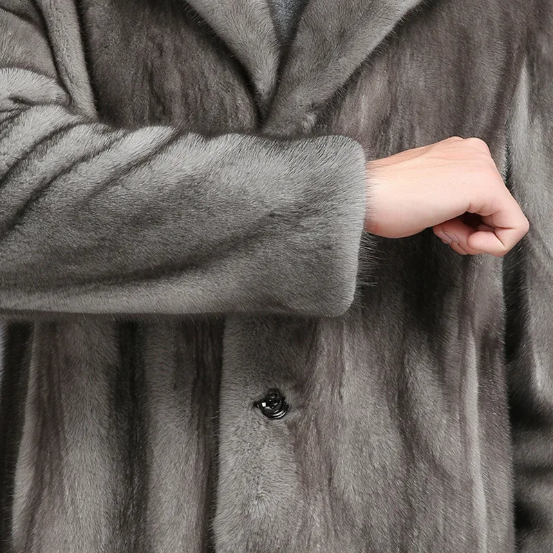 PFNW mens faux fur mens coat s mink fur soft wave long coat mens winter thick casual ecological fur leather jacket 12C1155 241107